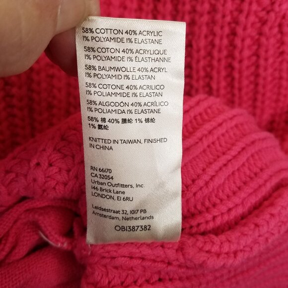 Free People Swim Too Deep Cardigan Sweater S Oversized Chunky Knit Fuchsia Flame - Picture 13 of 16